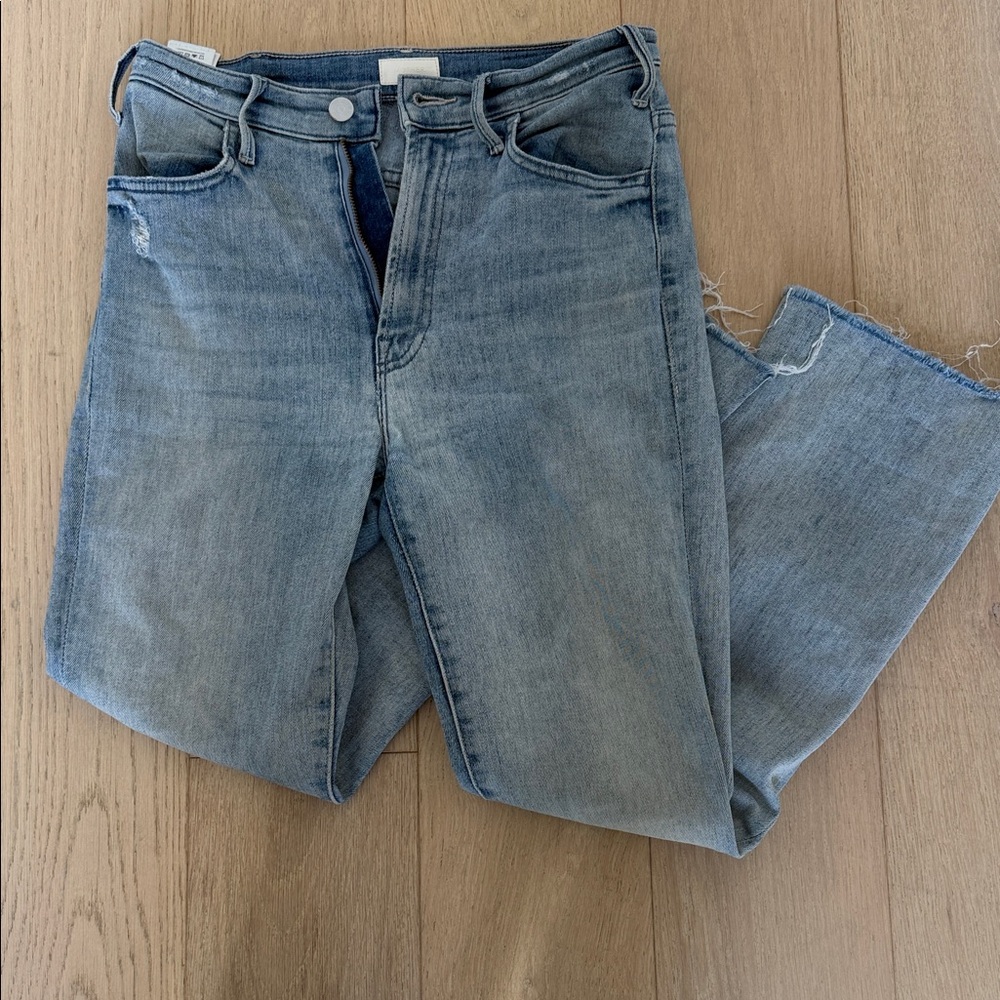 Mother denim hustler ankle fray Light Blue Distressed Jeans